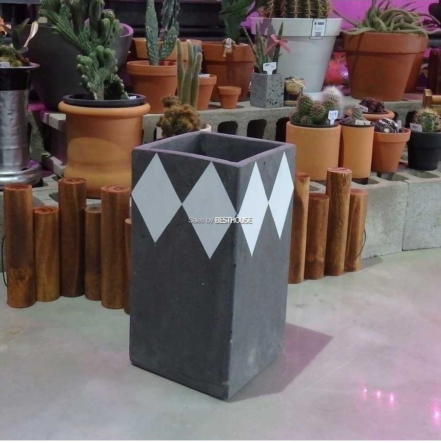 모던 시멘트 화분 긴사각 화이트체크 21x21x40cm/화분/네모화분/사각화분/모던사각화분/예쁜사각화분/토기