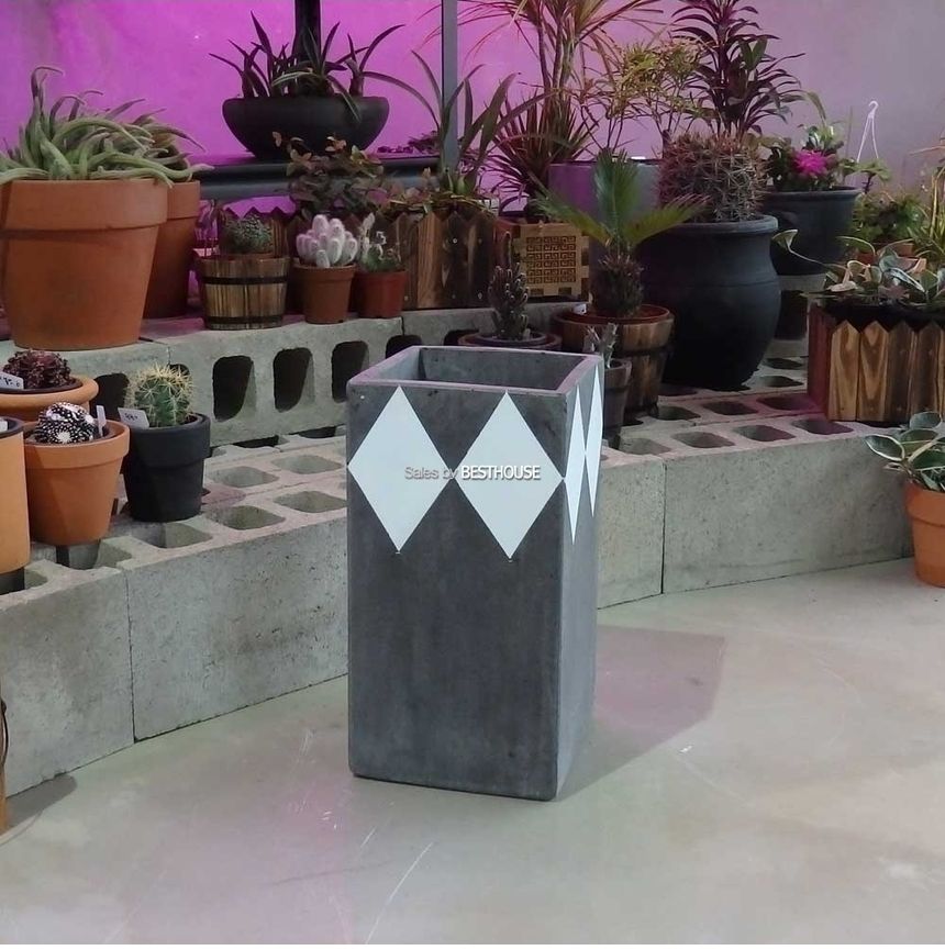 모던 시멘트 화분 긴사각 화이트체크 21x21x40cm/화분/네모화분/사각화분/모던사각화분/예쁜사각화분/토기