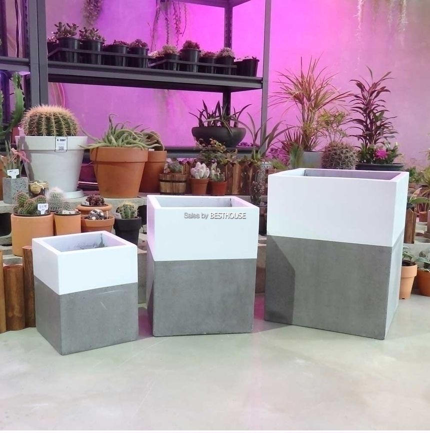(골드 투톤) 3개셋모던 시멘트화분 초대형 긴사각 C3L01 24x24x30 32x32x40 40x40x50cm/모던화분/모던사각