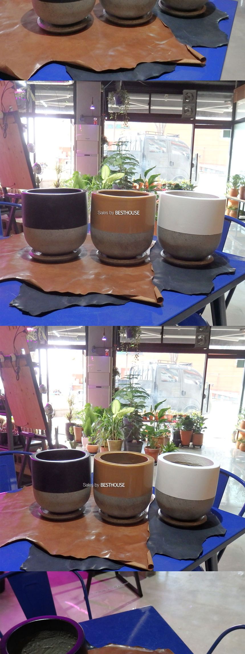 (블랙 투톤) 모던 테라스톤팟 투톤 원형 20x20cm 화분(받침포함)/화분/기화분/심플화분/예쁜화분/감성화분/