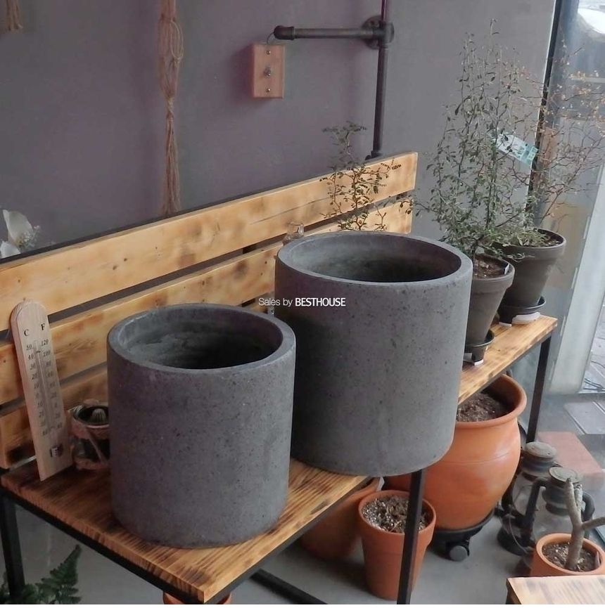 2개셋시멘트 화분 진그레이 원통형 25x25 30x30cm/화분/기화분/심플화분/예쁜화분/감성화분/화분선물/심플