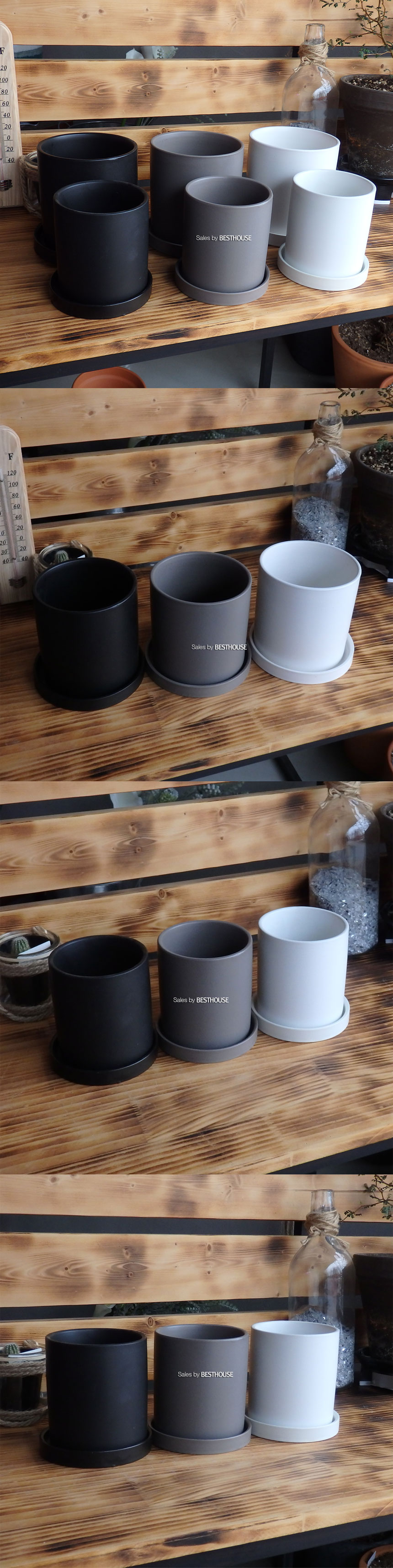 (블랙) 모던 도기 원통형 13x13cm/화분/심플화분/예쁜화분/감성화분/화분선물/모던화분/선물용화분/원형화