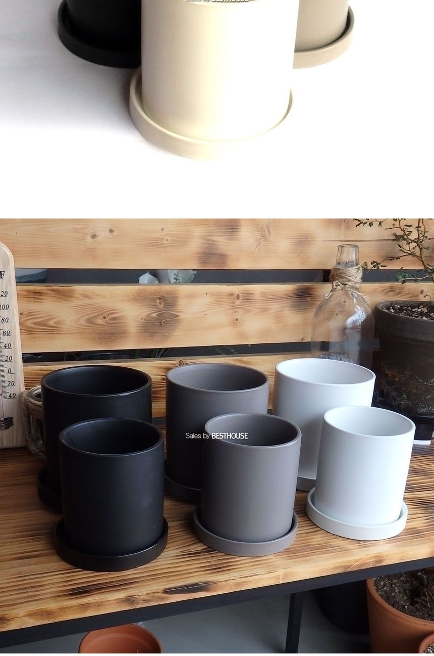 (블랙) 모던 도기 원통형 13x13cm/화분/심플화분/예쁜화분/감성화분/화분선물/모던화분/선물용화분/원형화