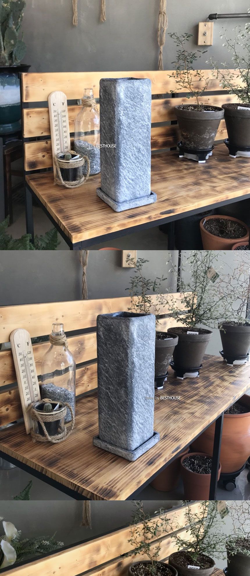 빈티지 시멘트 화분 긴정사각 10x10x30cm/화분/네모화분/사각화분/모던사각화분/예쁜사각화분/토기화분/도