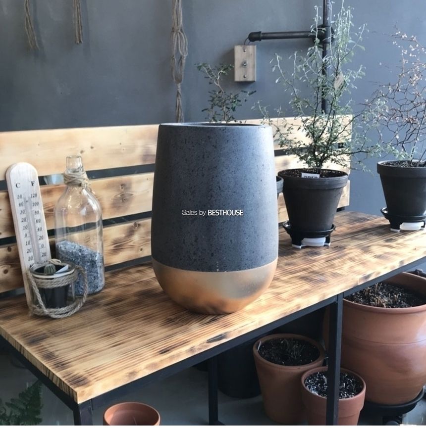 모던 테라스톤 화분 타원형 20x34cm 골드-투톤/화분/예쁜화분/감성화분/수공화분/디자인화분/인테리어화분/