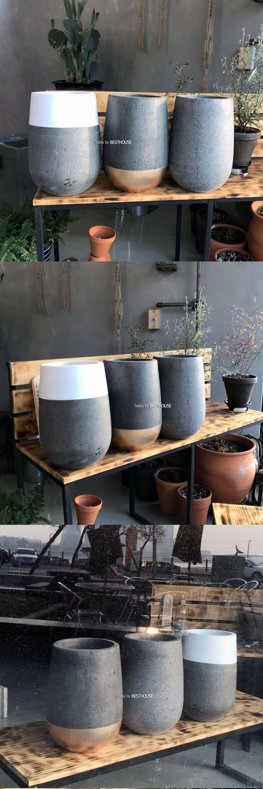 모던 테라스톤 화분 타원형 20x34cm 화이트-투톤/화분/기화분/심플화분/예쁜화분/감성화분/화분선물/심플한