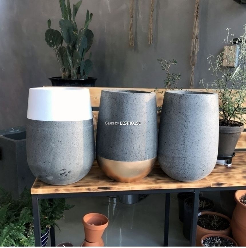 모던 테라스톤 화분 타원형 20x34cm 화이트-투톤/화분/기화분/심플화분/예쁜화분/감성화분/화분선물/심플한