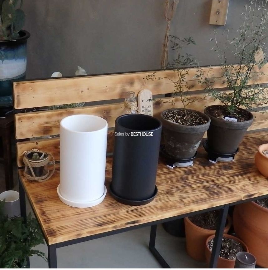 (블랙) 모던 도기 무광 긴원통형 화분 H1423 14x23cm/화분선물/화초화분/꽃화분/심플한화분/모던한화분/심