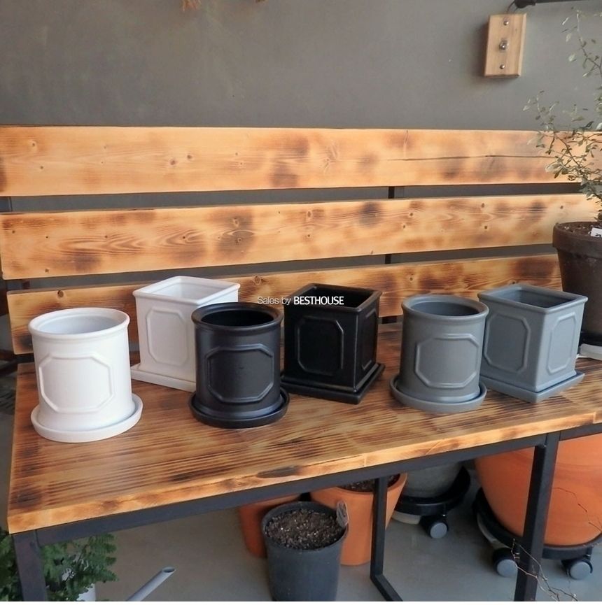 (화이트) 모던 도기 몰딩 화분 C0404 사각 11x11x11cm/화분/네모화분/사각화분/미니화분/토기화분/도기화분