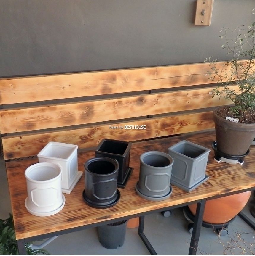 (화이트) 모던 도기 몰딩 화분 C0404 사각 11x11x11cm/화분/네모화분/사각화분/미니화분/토기화분/도기화분