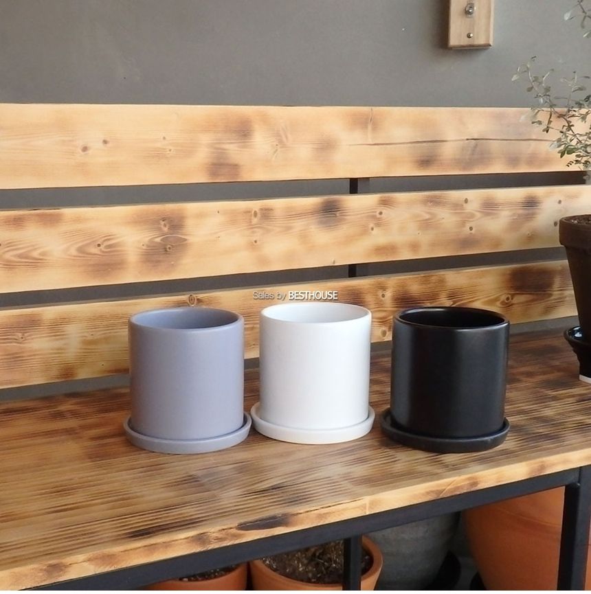 (블랙) 모던 도기 원형 화분 C0116 11x11cm/화분선물/화초화분/꽃화분/심플한화분/모던한화분/심플화분/모