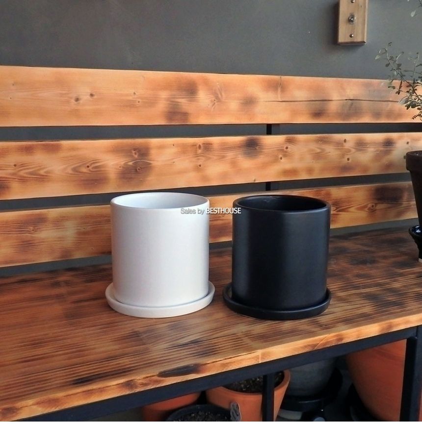 (화이트) 모던 도기 원형 화분 C0115 13x13cm/화분선물/화초화분/꽃화분/심플한화분/모던한화분/심플화분/