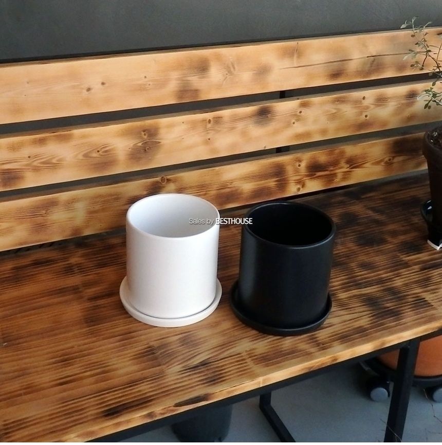 (화이트) 모던 도기 원형 화분 C0115 13x13cm/화분선물/화초화분/꽃화분/심플한화분/모던한화분/심플화분/