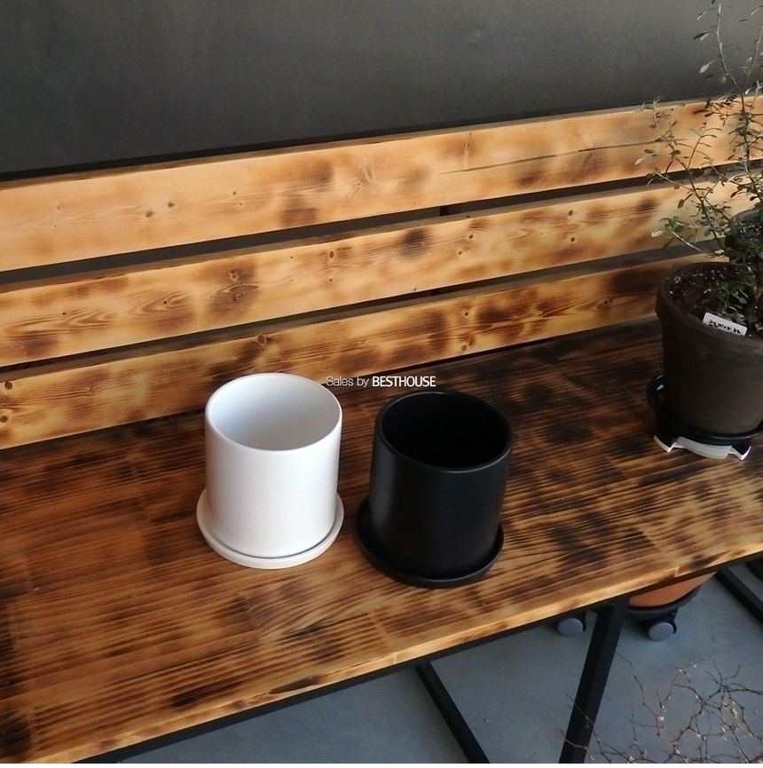 (화이트) 모던 도기 원형 화분 C0115 13x13cm/화분선물/화초화분/꽃화분/심플한화분/모던한화분/심플화분/