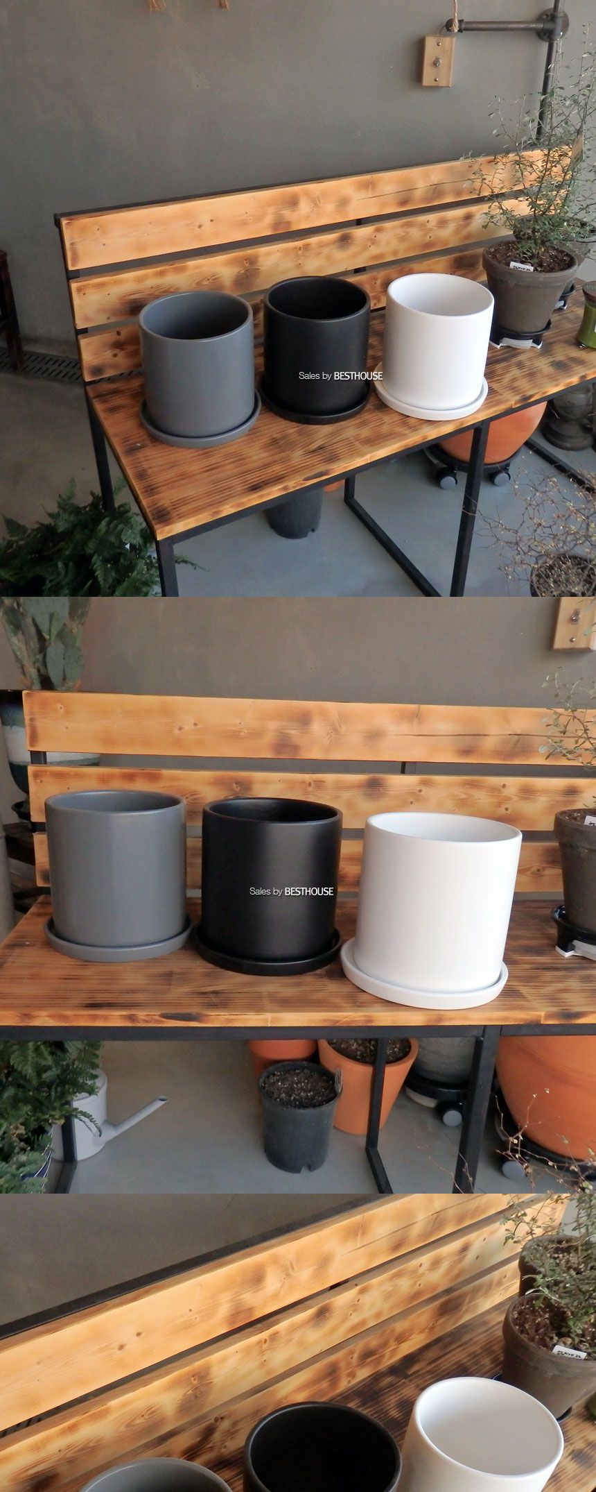 (블랙) 모던 도기 원형 화분 C0112 18x18cm/화분선물/화초화분/꽃화분/심플한화분/모던한화분/심플화분/모