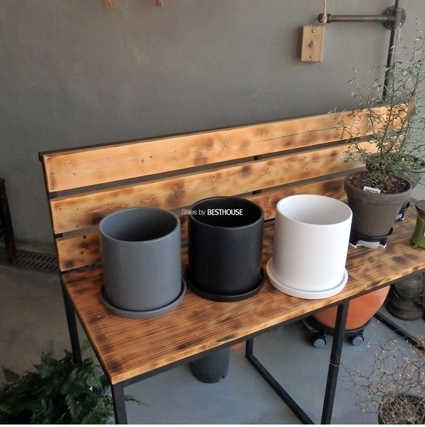 (블랙) 모던 도기 원형 화분 C0112 18x18cm/화분선물/화초화분/꽃화분/심플한화분/모던한화분/심플화분/모