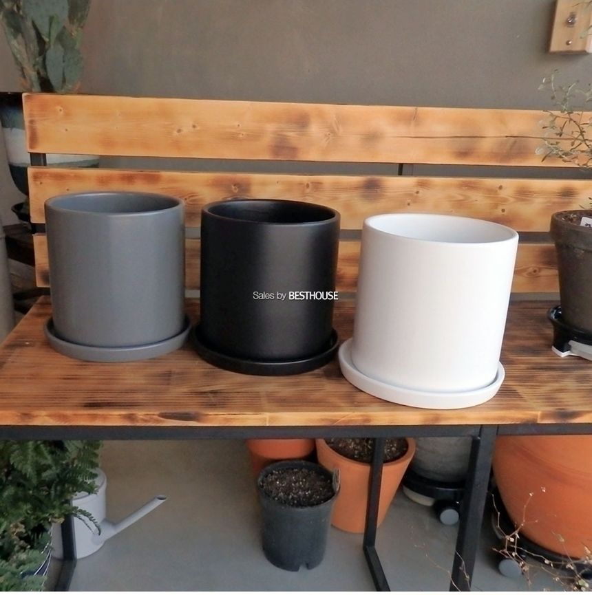 (블랙) 모던 도기 원형 화분 C0112 18x18cm/화분선물/화초화분/꽃화분/심플한화분/모던한화분/심플화분/모
