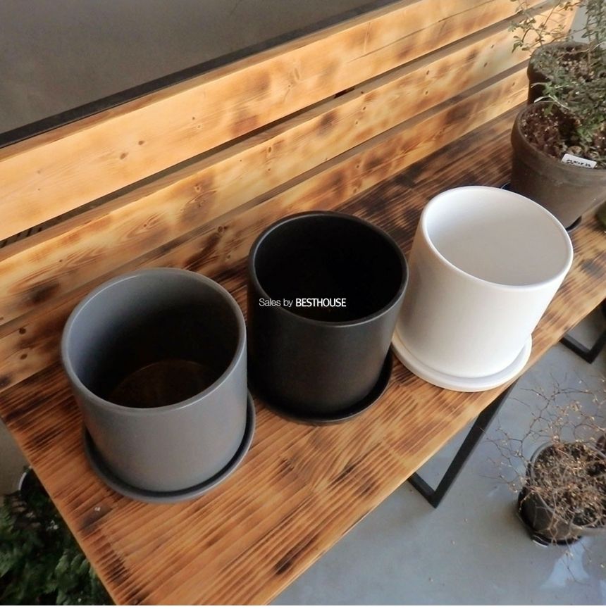 (블랙) 모던 도기 원형 화분 C0112 18x18cm/화분선물/화초화분/꽃화분/심플한화분/모던한화분/심플화분/모