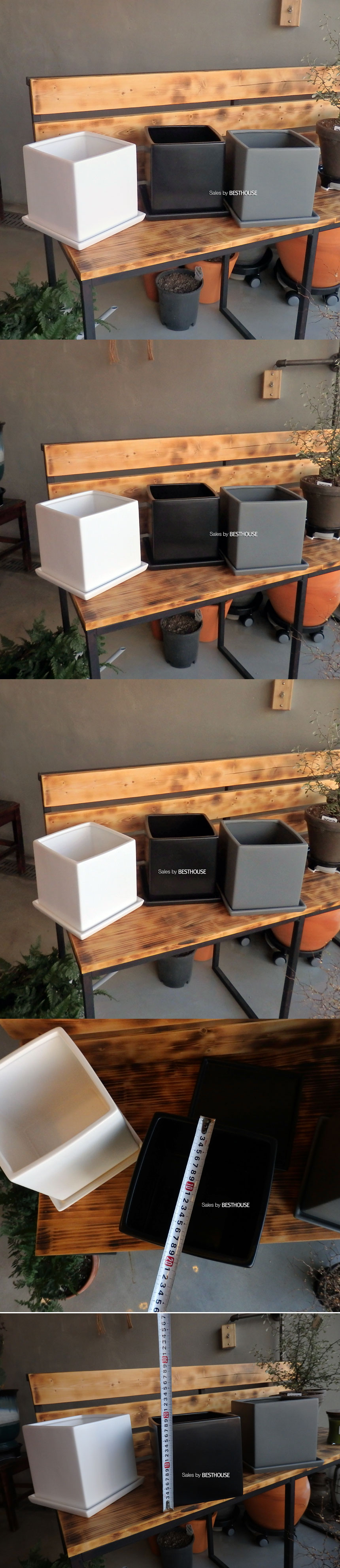 (블랙) 모던 도기 사각 화분 C0110 18x18x18cm/화분/네모화분/사각화분/미니화분/토기화분/도기화분/흙화분