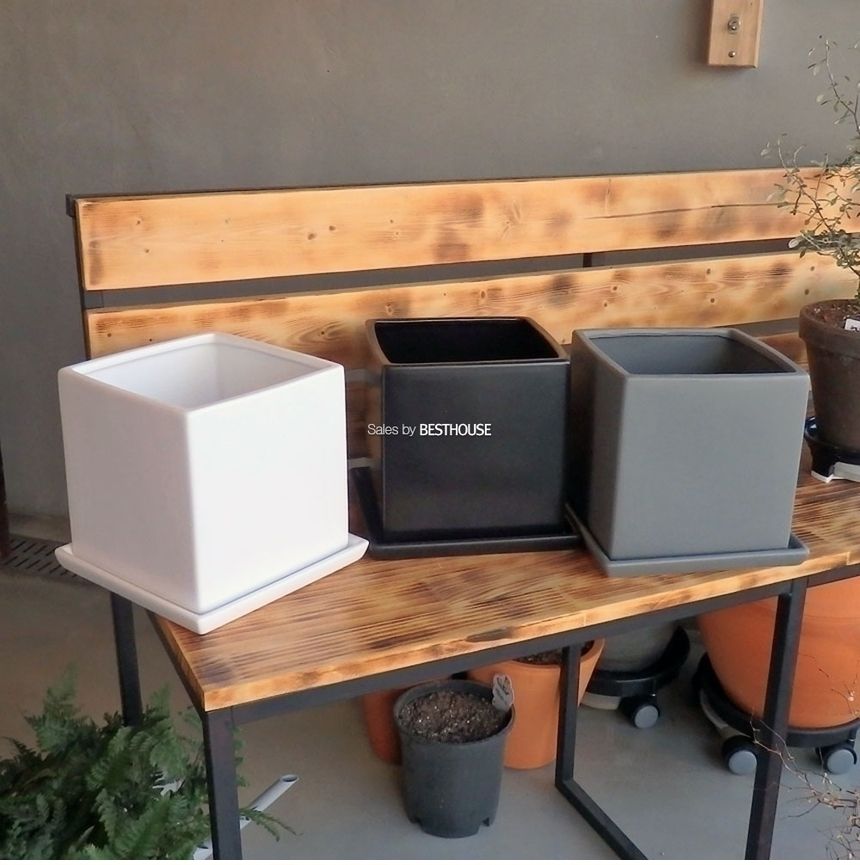 (블랙) 모던 도기 사각 화분 C0110 18x18x18cm/화분/네모화분/사각화분/미니화분/토기화분/도기화분/흙화분