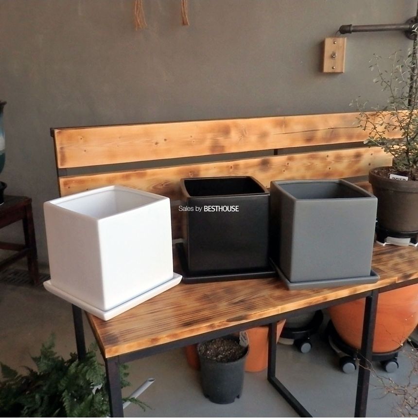 (블랙) 모던 도기 사각 화분 C0110 18x18x18cm/화분/네모화분/사각화분/미니화분/토기화분/도기화분/흙화분