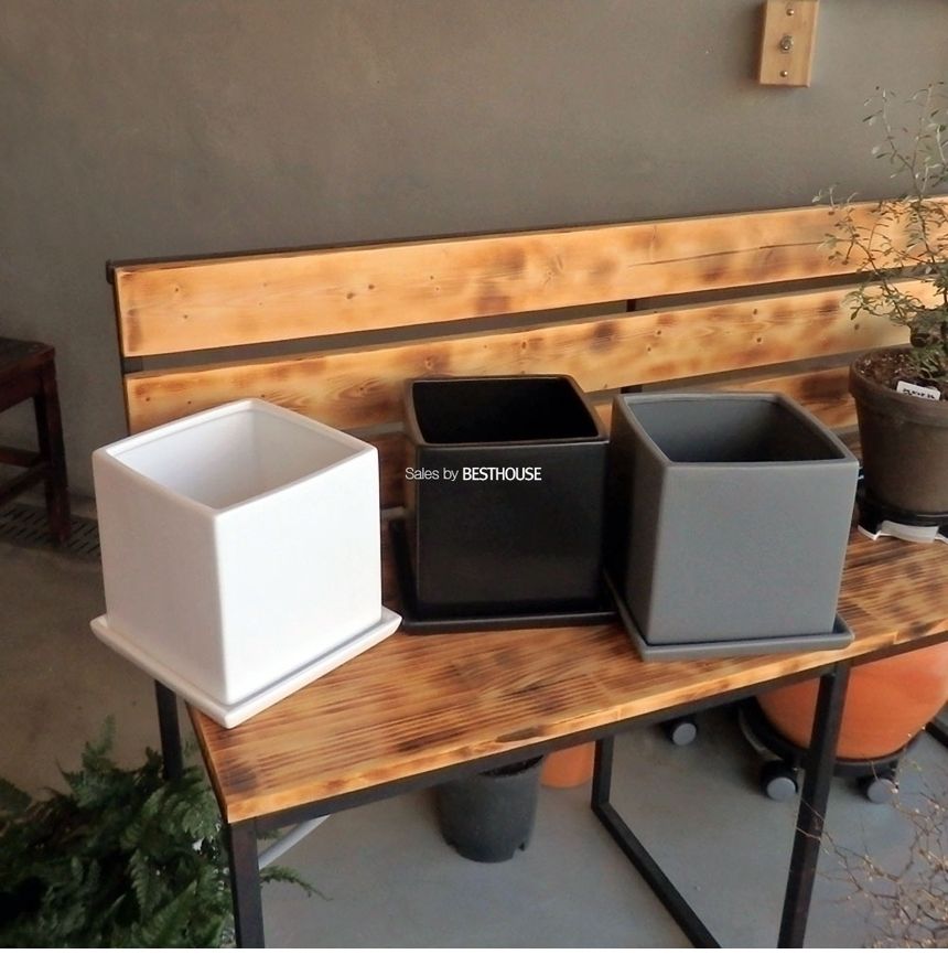 (블랙) 모던 도기 사각 화분 C0110 18x18x18cm/화분/네모화분/사각화분/미니화분/토기화분/도기화분/흙화분