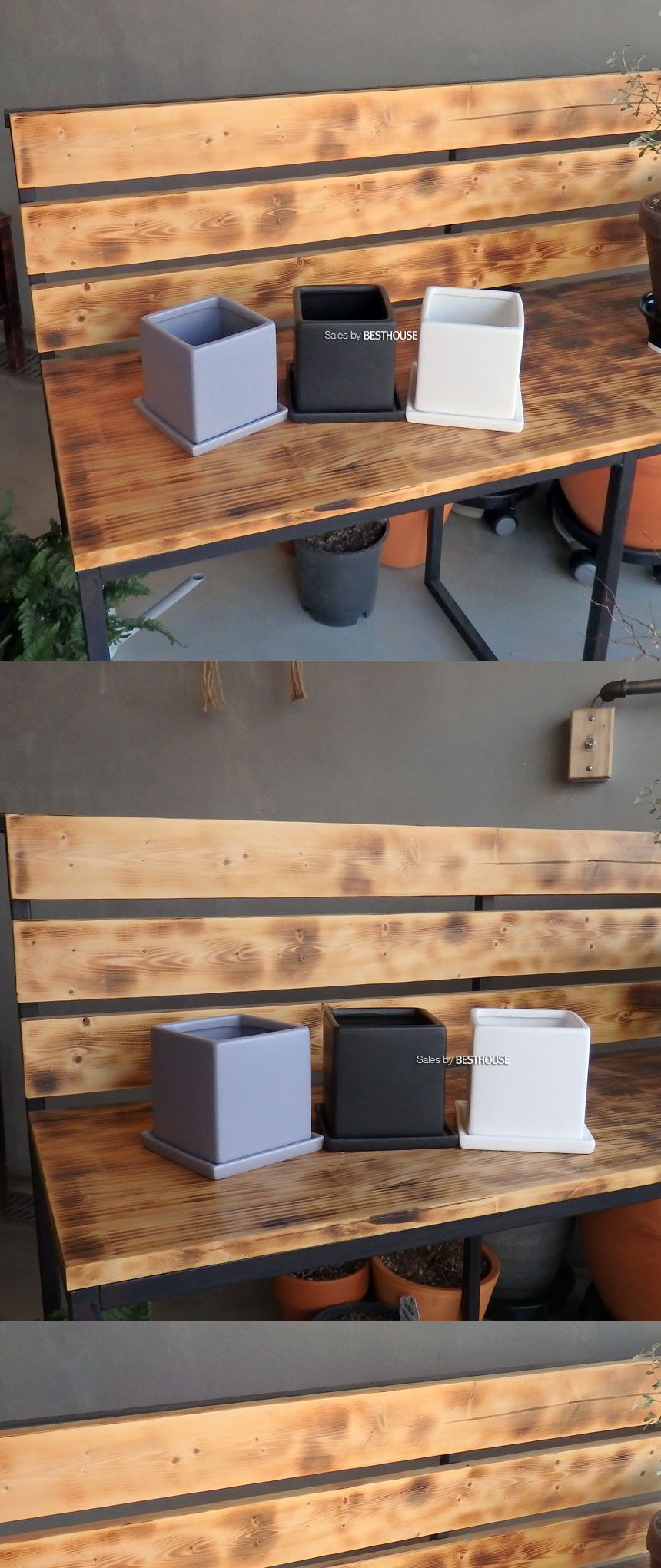 (그레이) 모던 도기 사각 화분 C0109 11x11x11cm/화분/네모화분/사각화분/미니화분/토기화분/도기화분/흙화