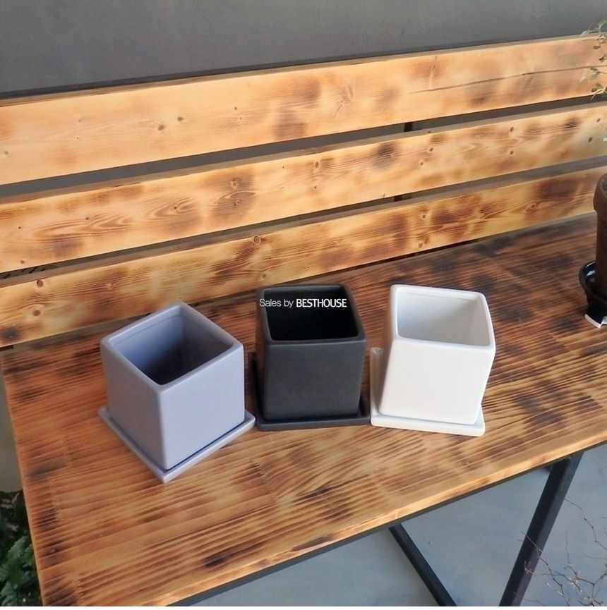 (그레이) 모던 도기 사각 화분 C0109 11x11x11cm/화분/네모화분/사각화분/미니화분/토기화분/도기화분/흙화