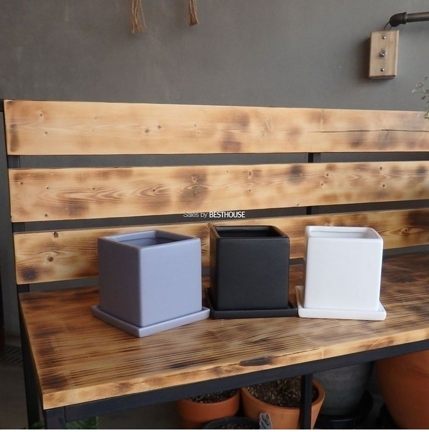 (그레이) 모던 도기 사각 화분 C0109 11x11x11cm/화분/네모화분/사각화분/미니화분/토기화분/도기화분/흙화