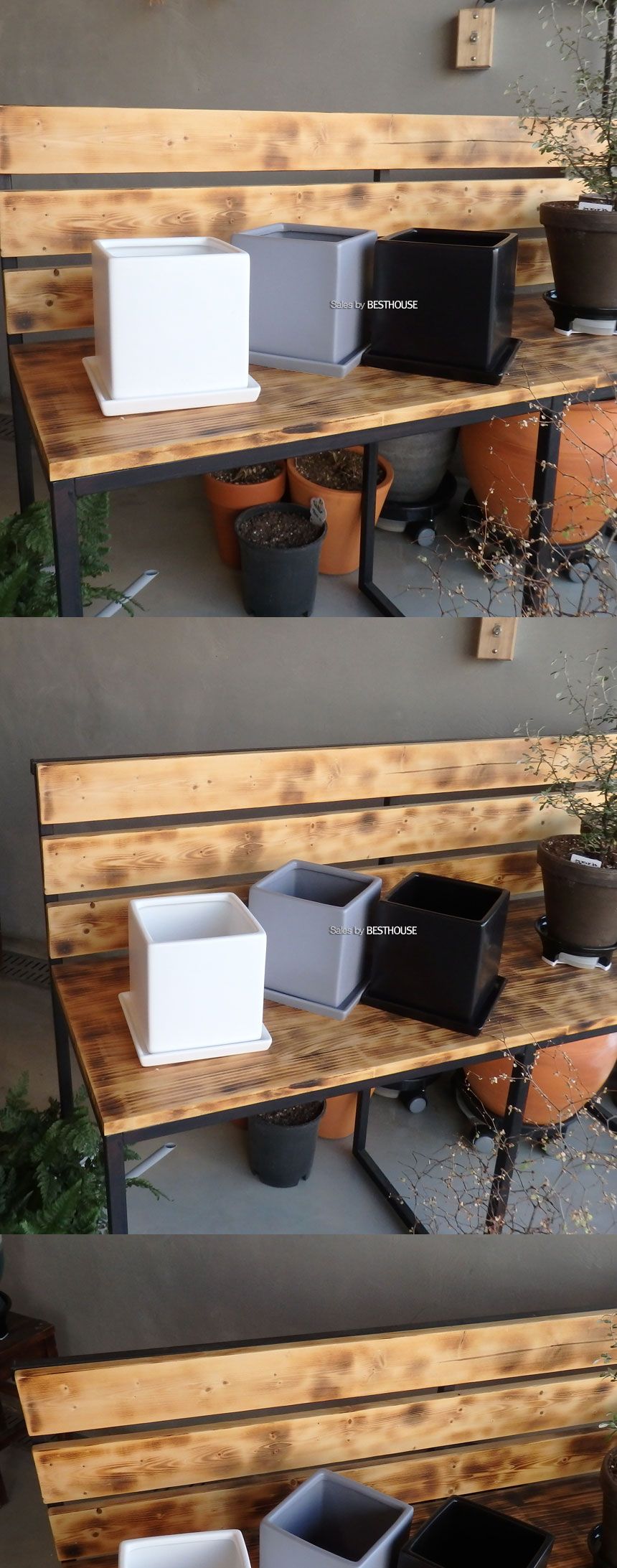 (그레이) 모던 도기 사각 화분 C0108 15x15x15cm/화분/네모화분/사각화분/미니화분/토기화분/도기화분/흙화