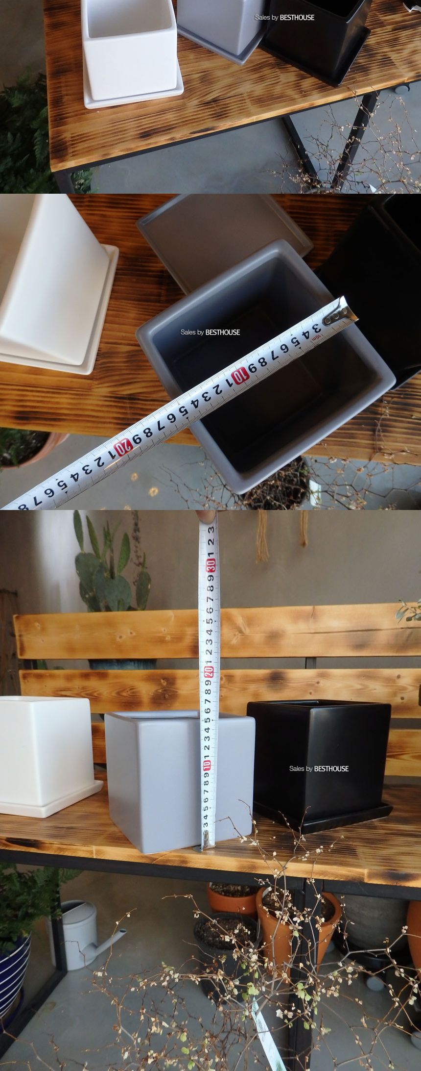 (그레이) 모던 도기 사각 화분 C0108 15x15x15cm/화분/네모화분/사각화분/미니화분/토기화분/도기화분/흙화