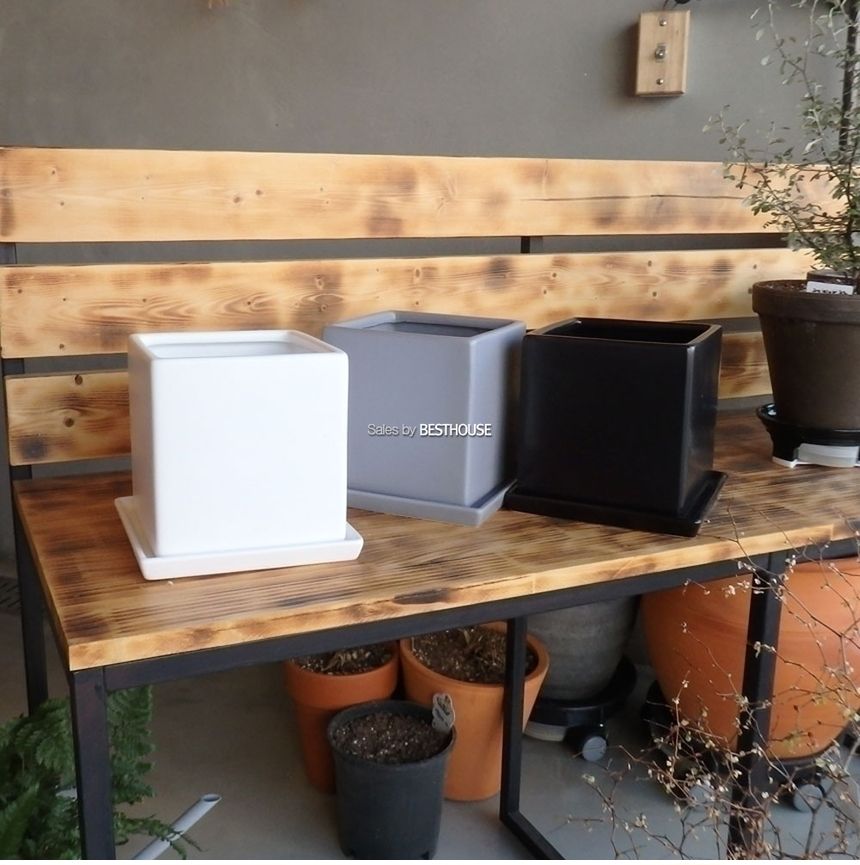 (그레이) 모던 도기 사각 화분 C0108 15x15x15cm/화분/네모화분/사각화분/미니화분/토기화분/도기화분/흙화