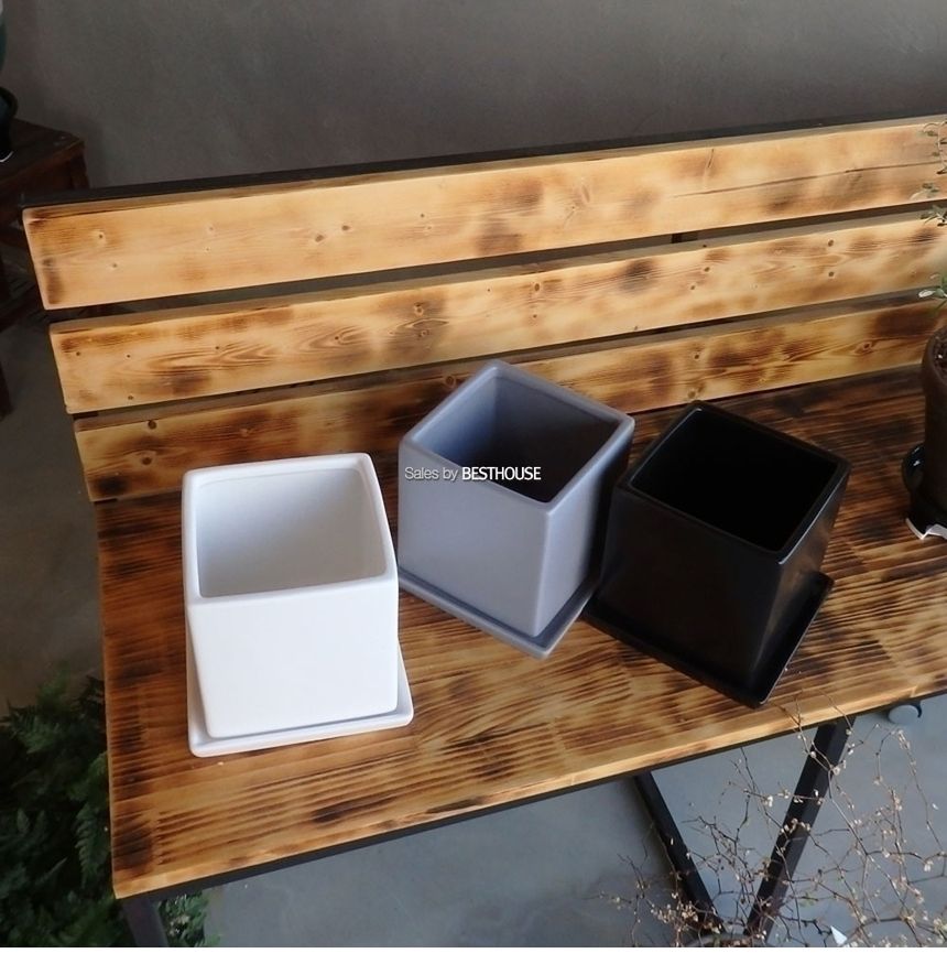 (그레이) 모던 도기 사각 화분 C0108 15x15x15cm/화분/네모화분/사각화분/미니화분/토기화분/도기화분/흙화