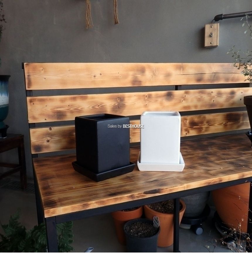 (블랙) 모던 도기 사각 화분 C0107 11x11x15cm/화분/네모화분/사각화분/미니화분/토기화분/도기화분/흙화분