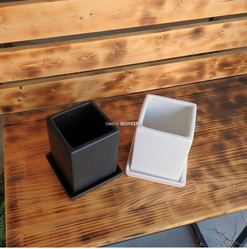 (블랙) 모던 도기 사각 화분 C0107 11x11x15cm/화분/네모화분/사각화분/미니화분/토기화분/도기화분/흙화분