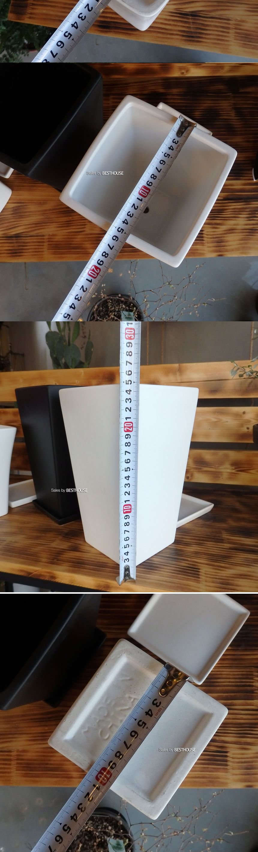 (블랙) 모던 도기 사각 사다리형 화분 C0105 16x16x25cm/화분/네모화분/사각화분/미니화분/토기화분/도기화