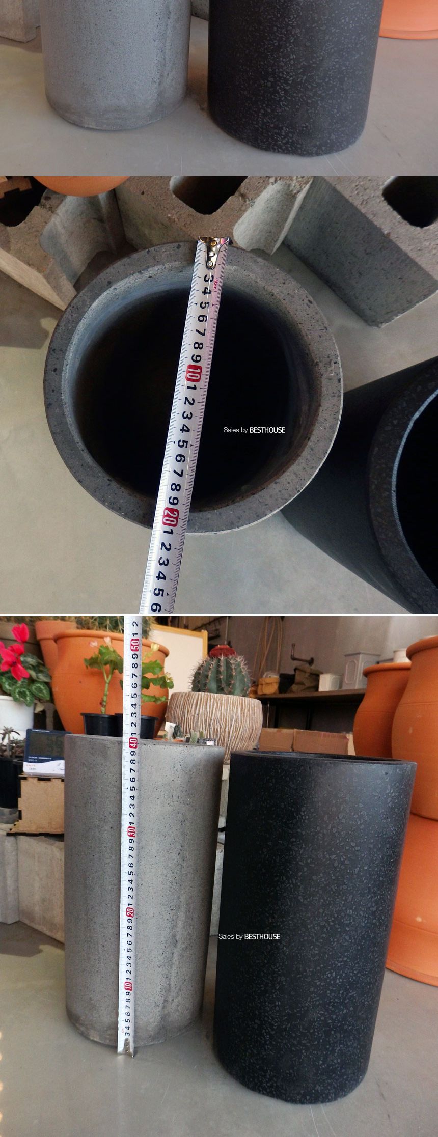 (블랙) 모던 시멘트 화분 원통형 C0102 21x40cm/화분선물/화초화분/꽃화분/심플한화분/모던한화분/심플화분