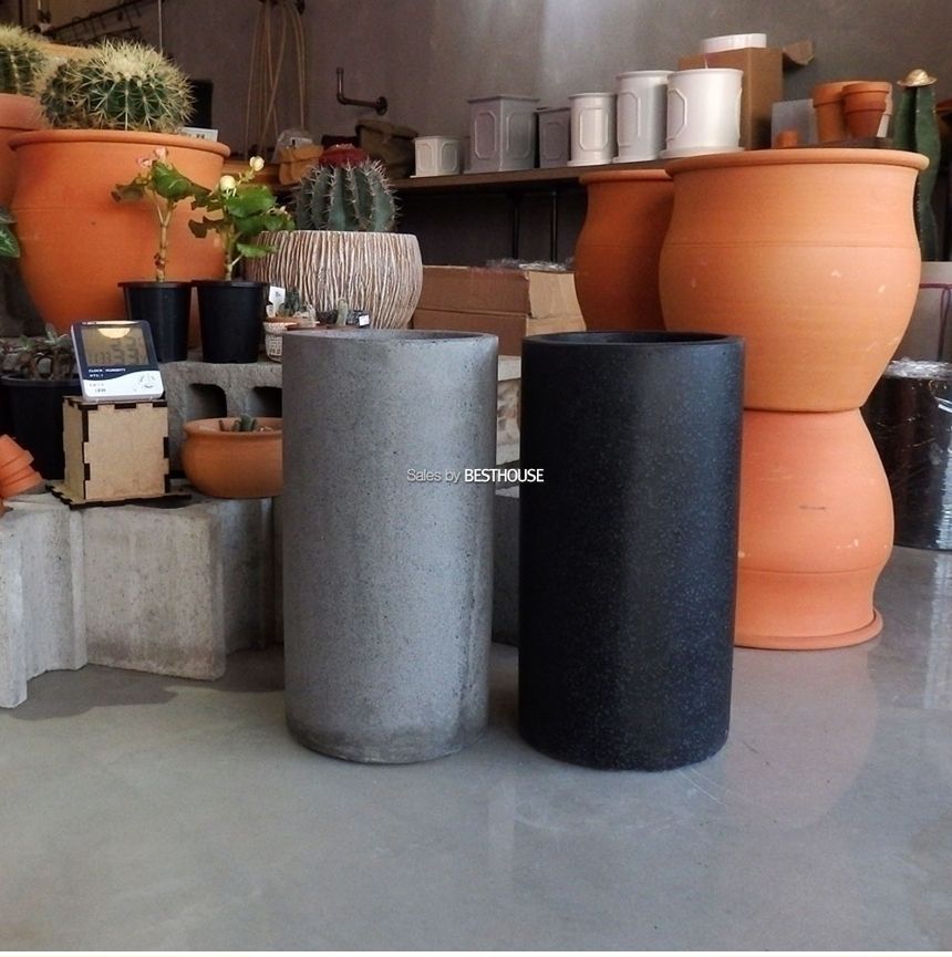 (블랙) 모던 시멘트 화분 원통형 C0102 21x40cm/화분선물/화초화분/꽃화분/심플한화분/모던한화분/심플화분