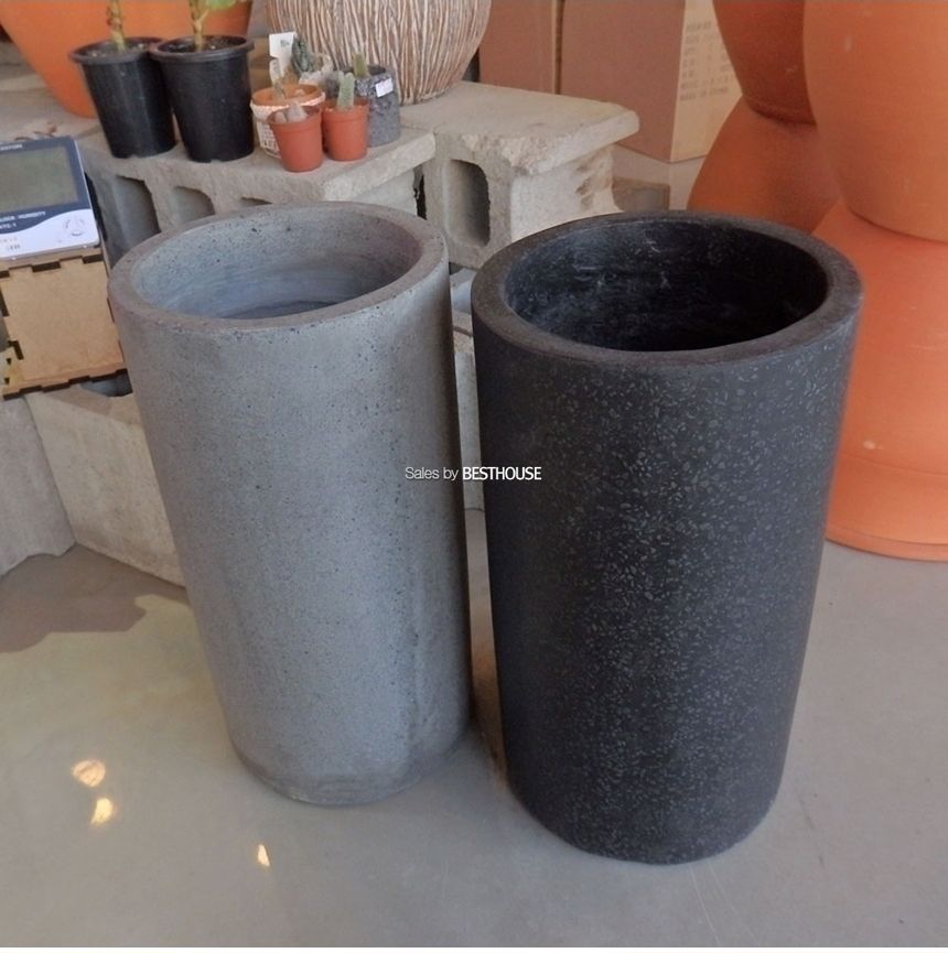 (블랙) 모던 시멘트 화분 원통형 C0102 21x40cm/화분선물/화초화분/꽃화분/심플한화분/모던한화분/심플화분