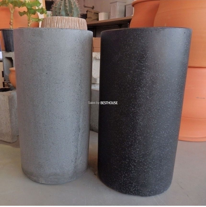 (블랙) 모던 시멘트 화분 원통형 C0102 21x40cm/화분선물/화초화분/꽃화분/심플한화분/모던한화분/심플화분