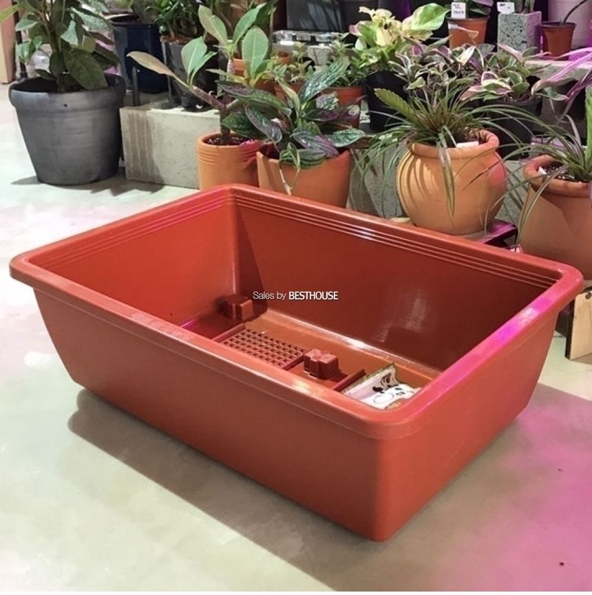베란다 텃밭용 플라스틱 화분 직사각(바퀴이동형)1호(50x32cm)/화분/네모화분/사각화분/모던사각화분/예쁜