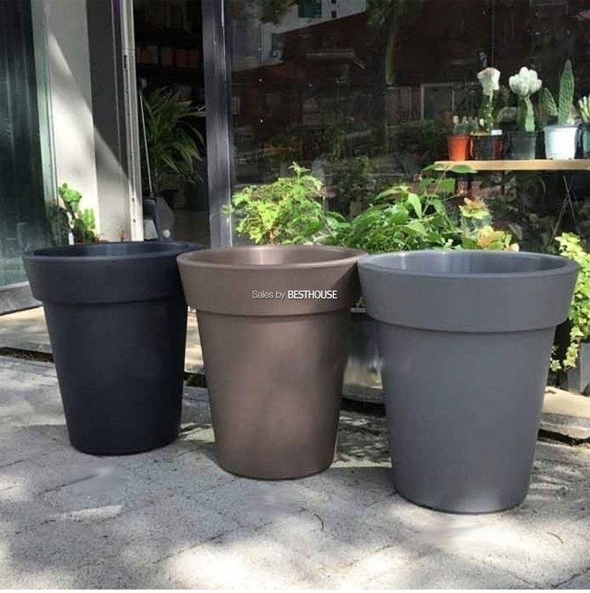 (화이트) 대형 플라스틱 화분 롱화분 유니크 원형 40x45cm/화분/모던화분/예쁜화분/감성화분/모던한화분/심