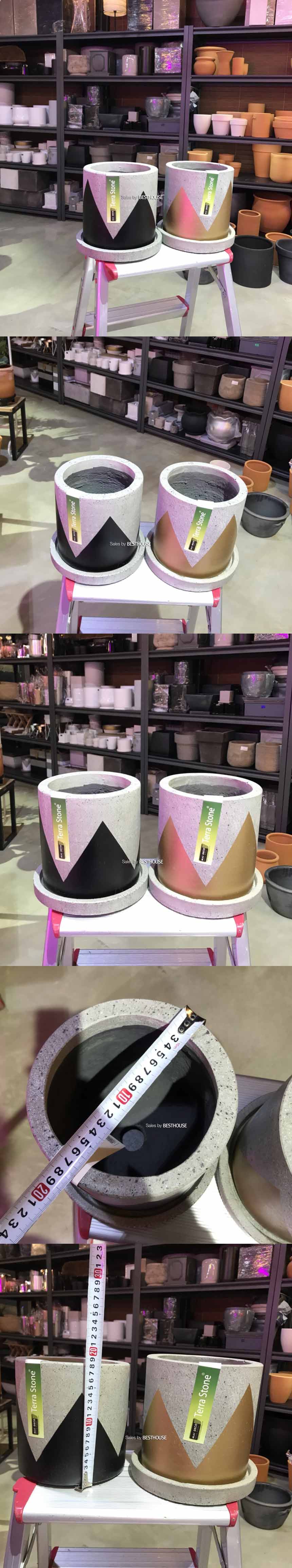 (골드 트라이앵글) 모던 테라스톤팟 원통형 트라이앵글 18x18cm 화분/화분/예쁜화분/감성화분/수공화분/디