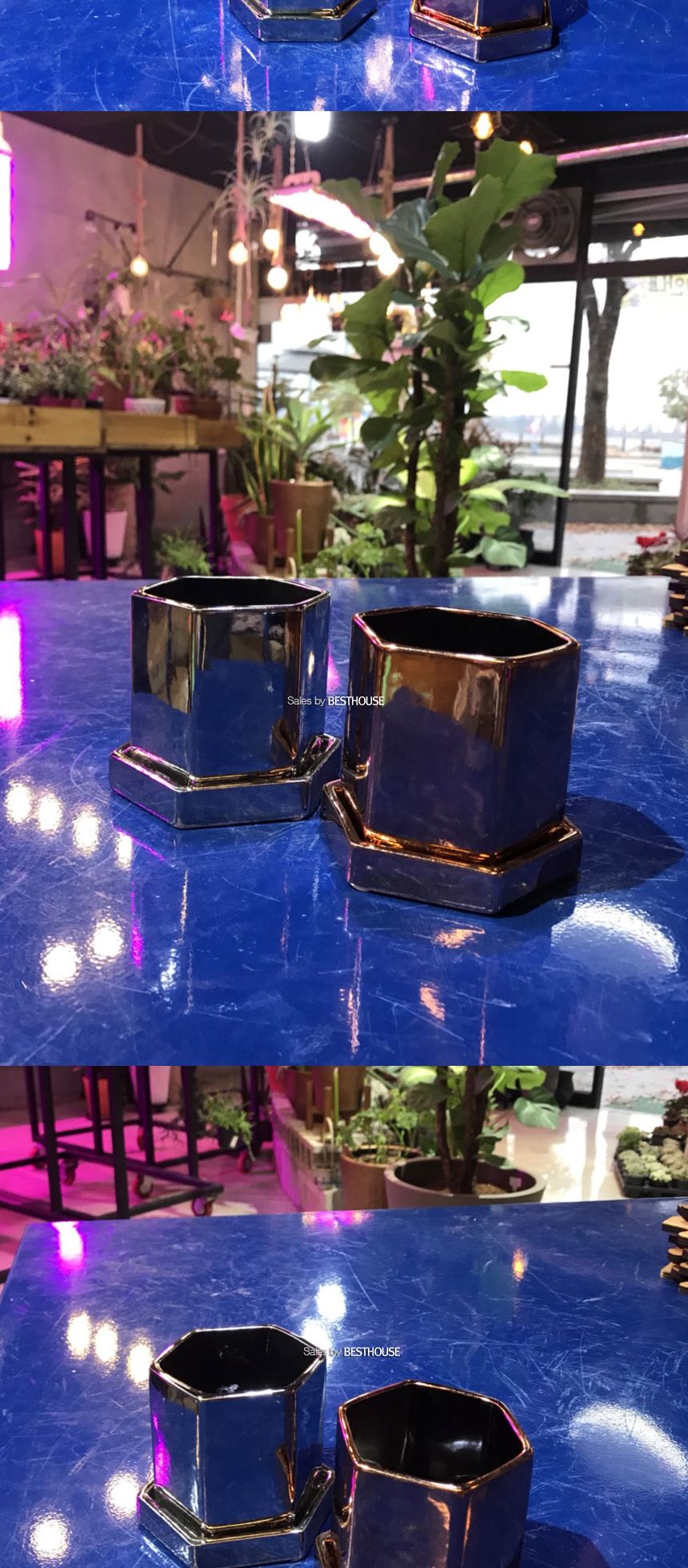 (골드) 모던 도기화분 육각 11x11cm/화분/심플화분/예쁜화분/감성화분/화분선물/모던화분/선물용화분/원형