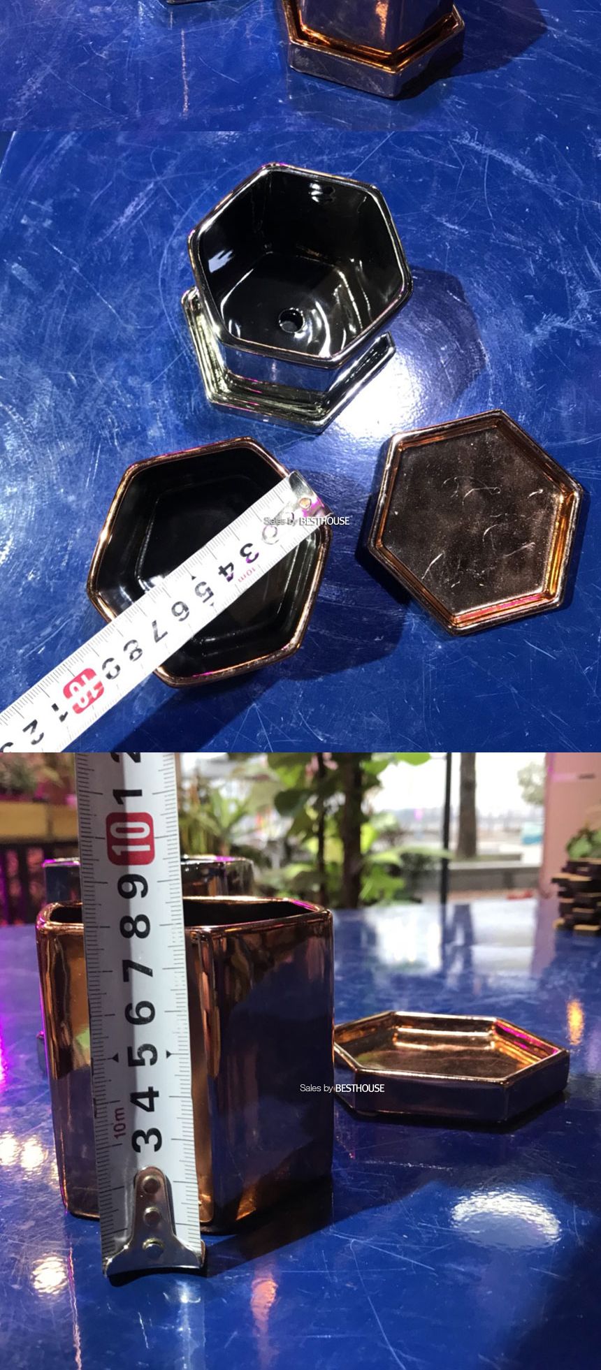 (골드) 모던 도기화분 육각 11x11cm/화분/심플화분/예쁜화분/감성화분/화분선물/모던화분/선물용화분/원형