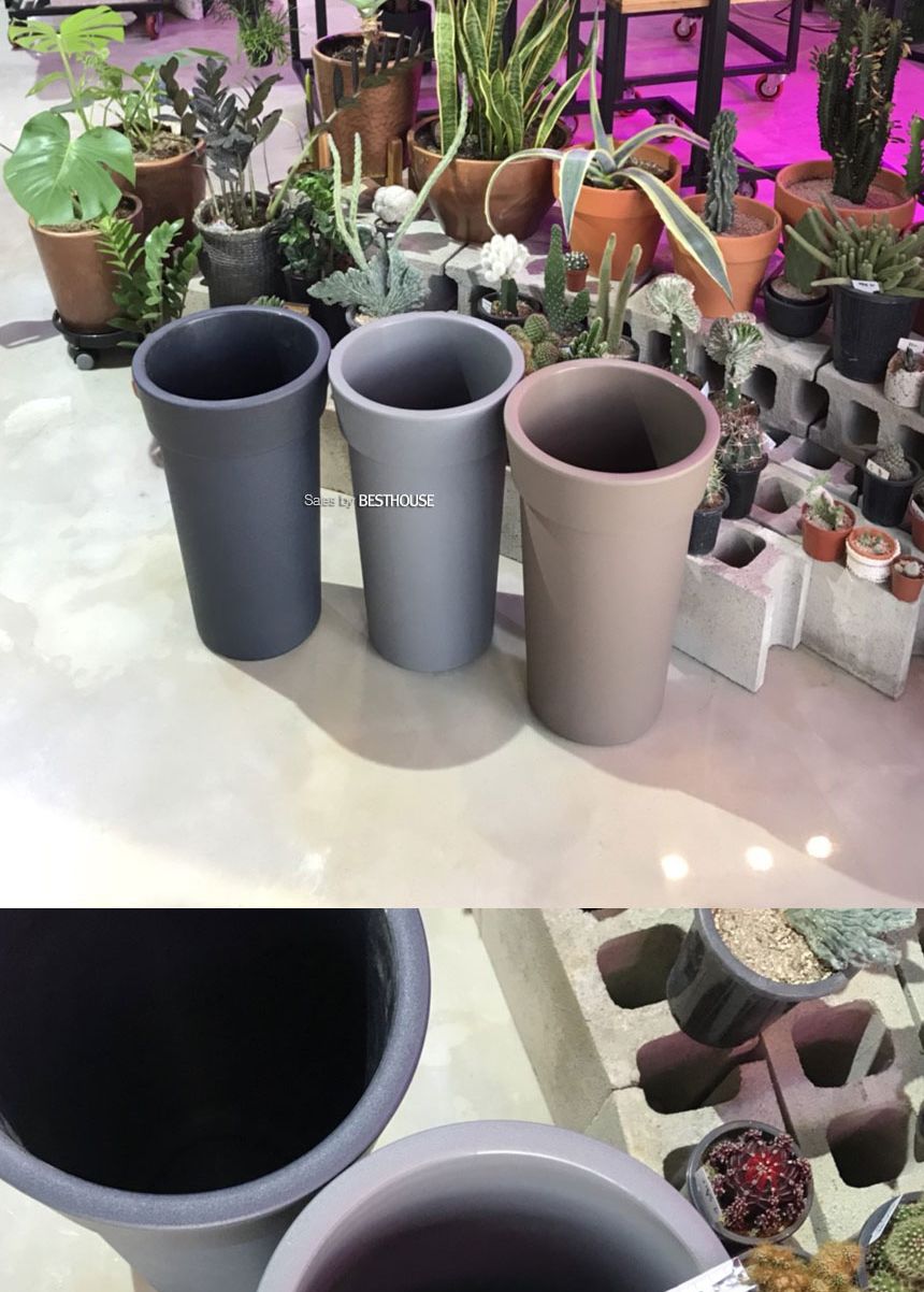 (브라운) 대형 플라스틱 화분 롱화분 유니크 긴원형 30x53cm/꽃화분/화초화분/디자인화분/인테리어화분/화