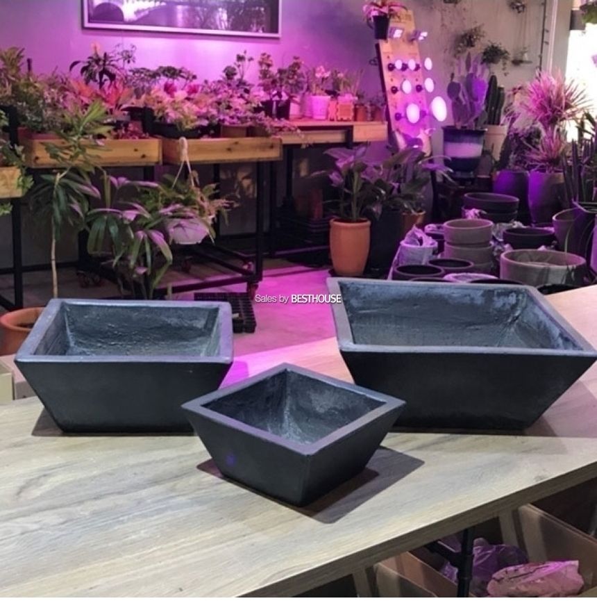 시멘트화분 낮은정사각 먹색 대중소3종 셋트/화분/네모화분/사각화분/미니화분/토기화분/도기화분/흙화분/