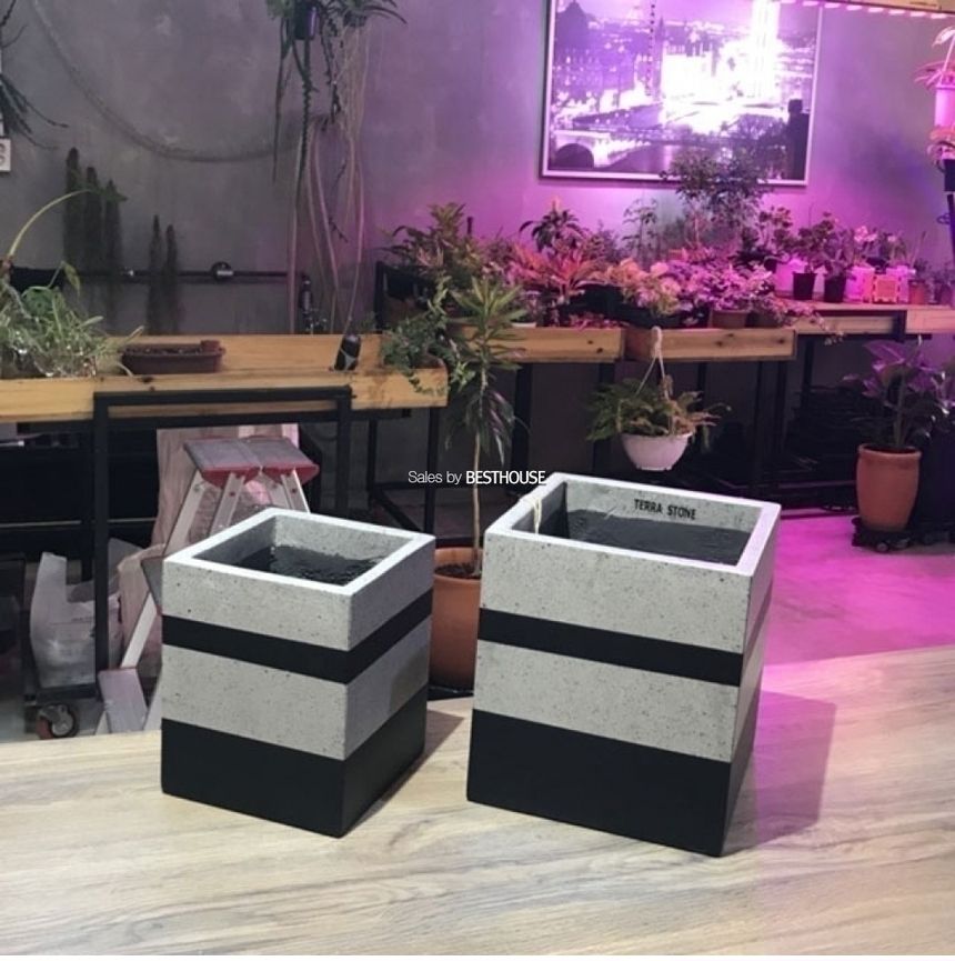 2개셋테라스톤팟 블랙 정사각 화분/화분/정원용품/홈가드닝용품/가드닝용품/가정용화분/식물화분/꽃화분/식