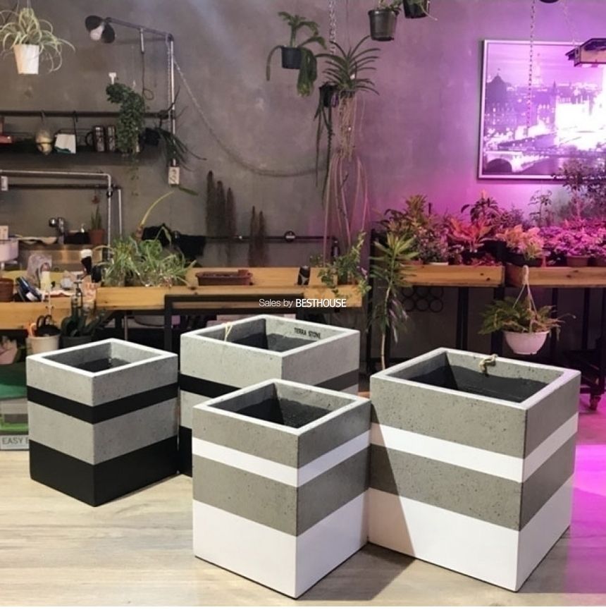 2개셋테라스톤팟 블랙 정사각 화분/화분/정원용품/홈가드닝용품/가드닝용품/가정용화분/식물화분/꽃화분/식