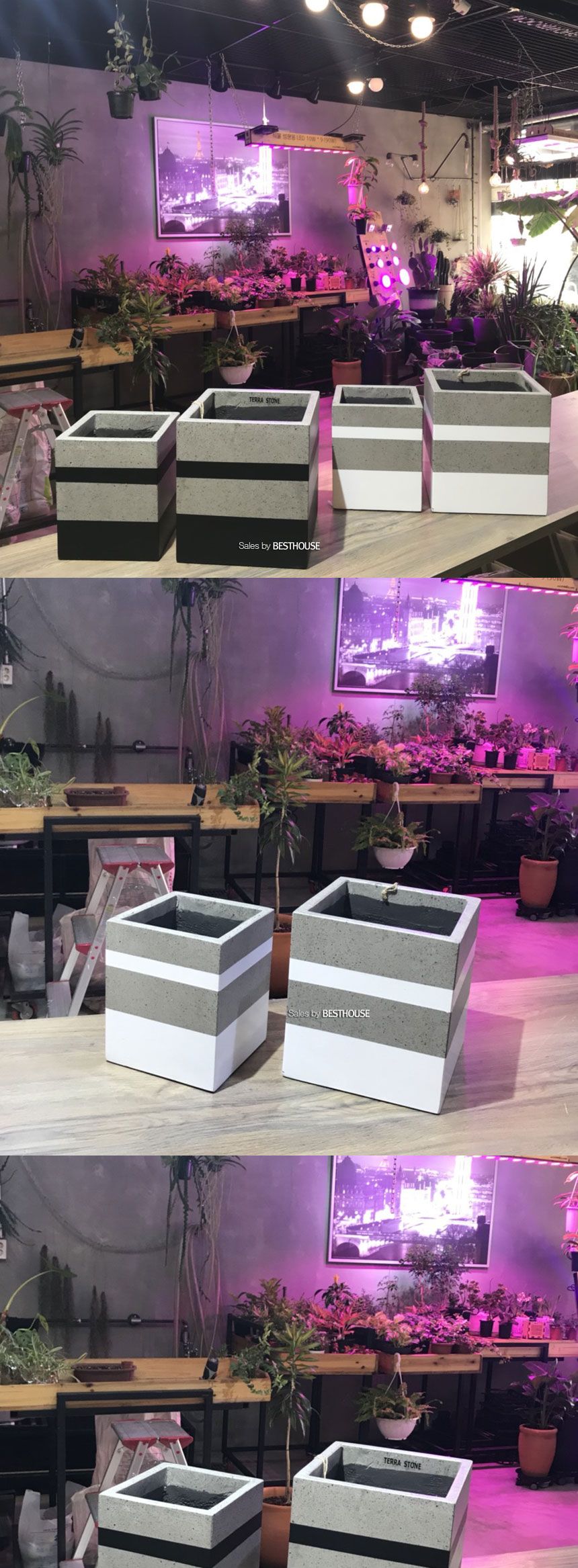 2개셋테라스톤팟 화이트 정사각 화분/화분/정원용품/홈가드닝용품/가드닝용품/가정용화분/식물화분/꽃화분/